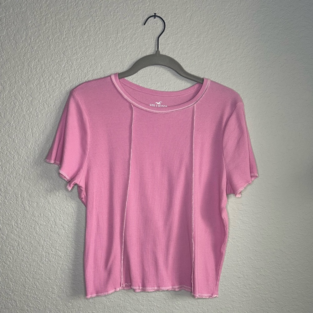 💖Hollister Pink Crop Relaxed Short Sleeve T-Shirt